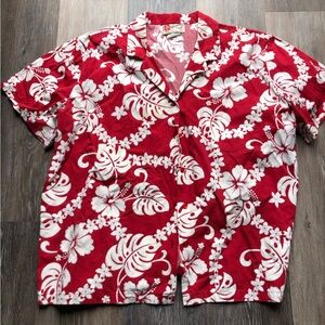 Red Hawaiian Button Down Shirt